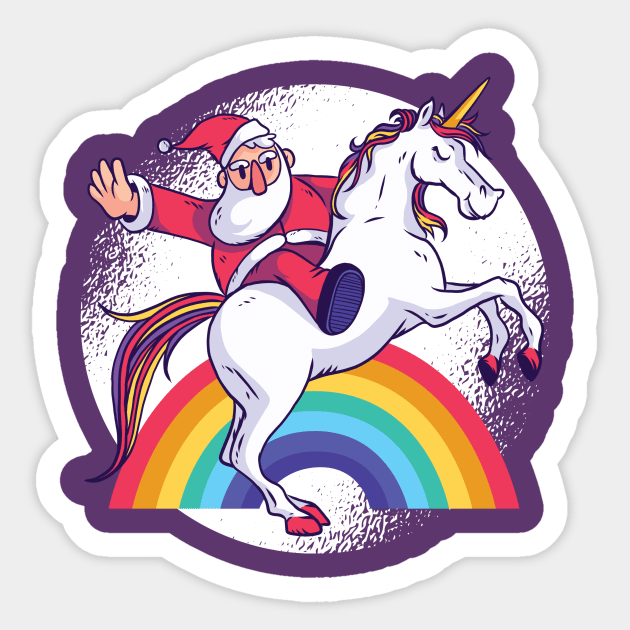 Santa Riding A Unicorn with Rainbow Sticker by rjzinger